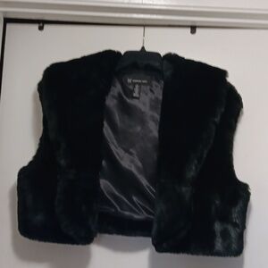 INC Faux Fur Crop Vest